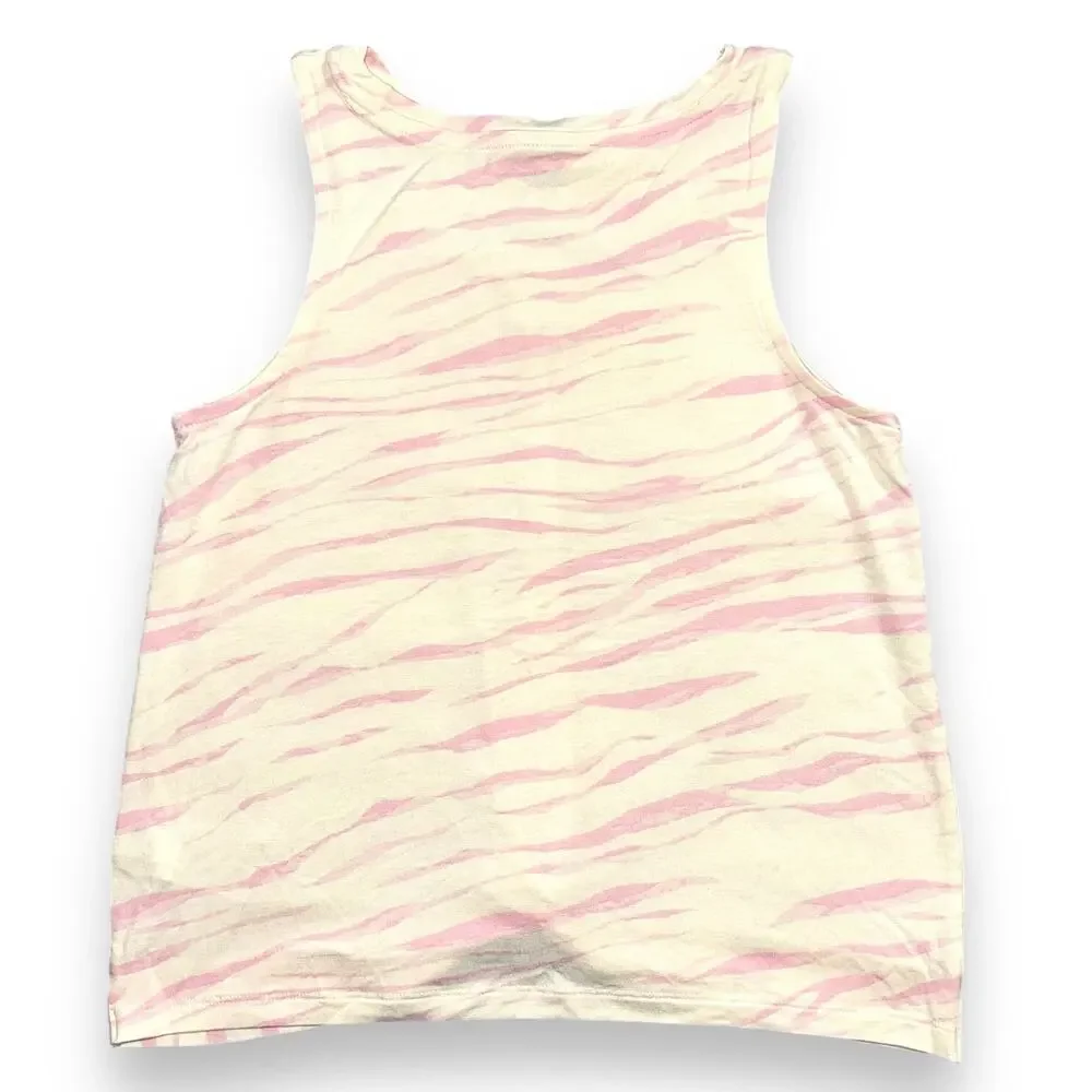 Old Navy Luxe Girls Tank Top Shirt Twist Hem Pink Stripe Animal Print Medium 8